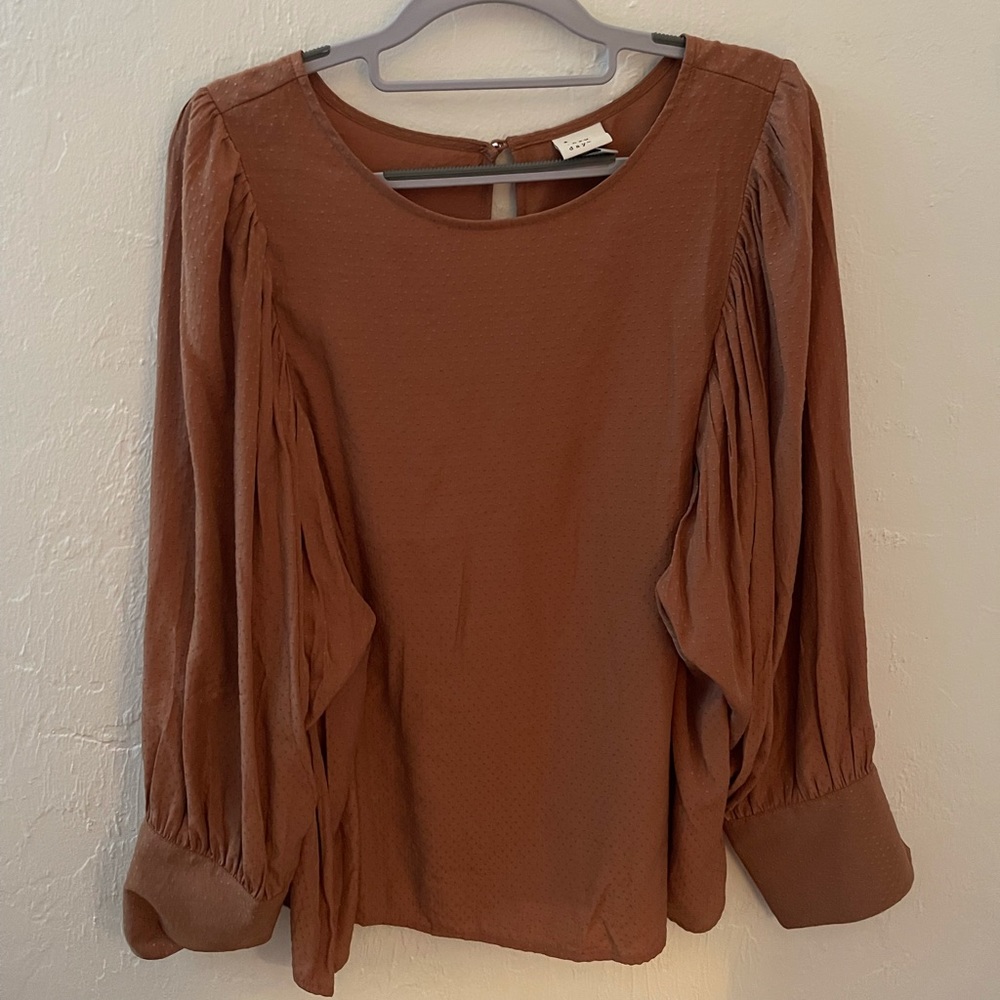 A New Day Brown Puff Sleeve Blouse